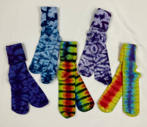 Adult Multi-Color Tie-Dyed Bamboo Socks, 9-11