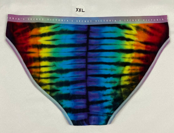 Women's Black/Rainbow Victoria's Secret Tie-Dyed Panties, XXL