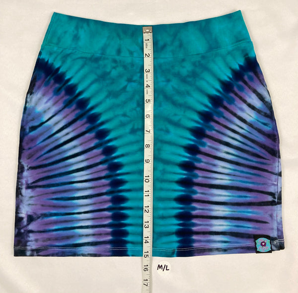 Women's Aqua/Purple Tie-Dyed Mini Skirt, XS/S