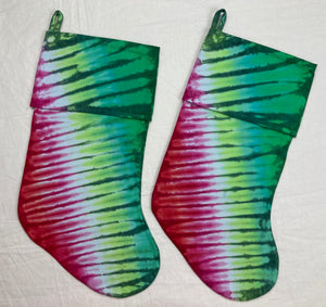 Green/Red Tie-dyed Xmas Stockings - (SET OF TWO)