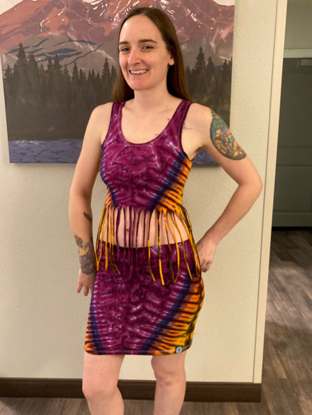 Women’s Amethyst Sunset Tie-Dyed Crop/Skirt Set, M/L