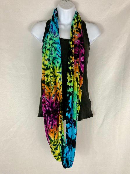 Rainbow Black Crush Tie-dyed Rayon Infinity Scarf