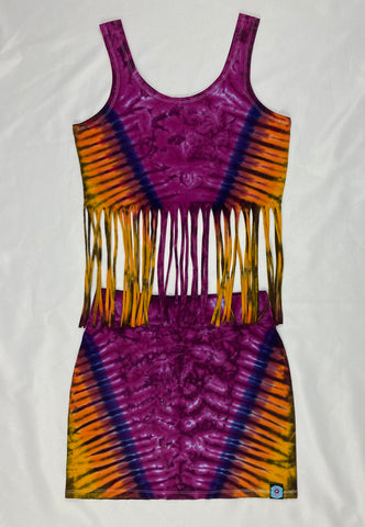 Women’s Amethyst Sunset Tie-Dyed Crop/Skirt Set, M/L