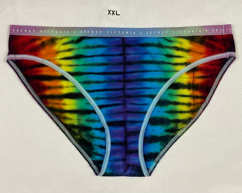 Women's Black/Rainbow Victoria's Secret Tie-Dyed Panties, XXL