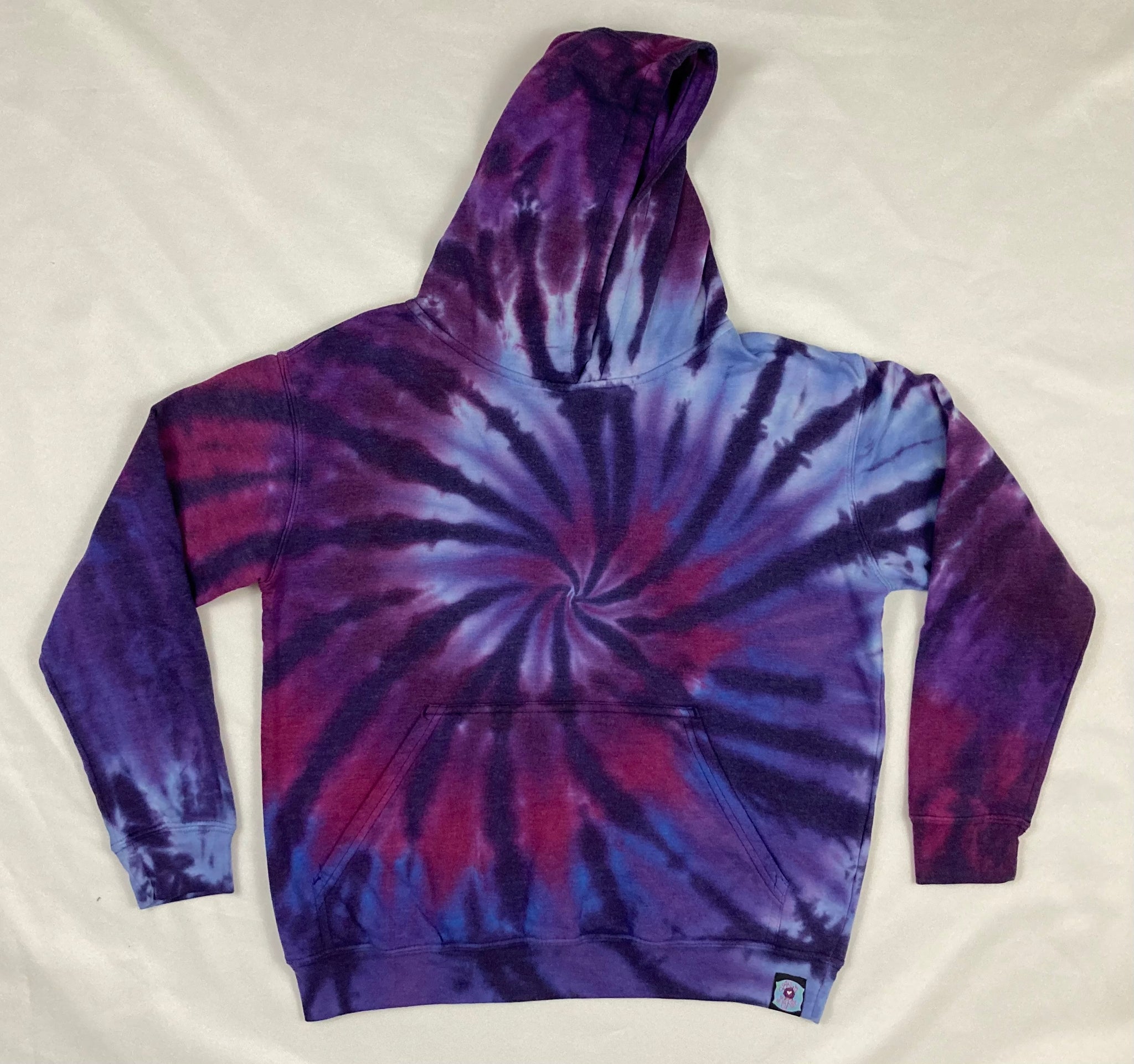 Youth Purple Spiral Tie-dyed Hoodie, L (14-16)