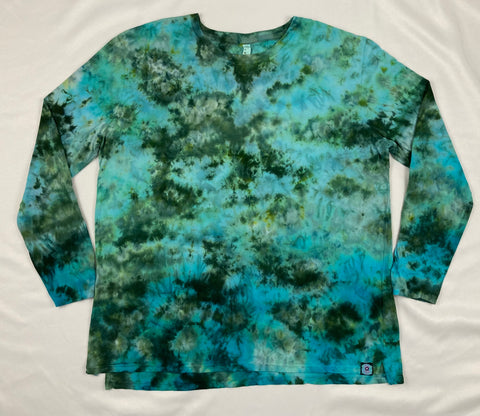 Adult Green Ice-Dyed Long-sleeve Tee, 3XL