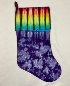 Purple/Rainbow Tie-dyed Xmas Stocking - L/XL (single)