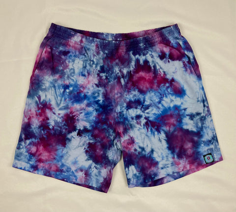 Men’s/Unisex Blue/Purple Ice-Dyed Shorts, L (34)