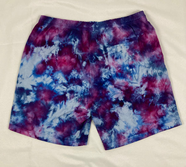 Men’s/Unisex Blue/Purple Ice-Dyed Shorts, L (34)