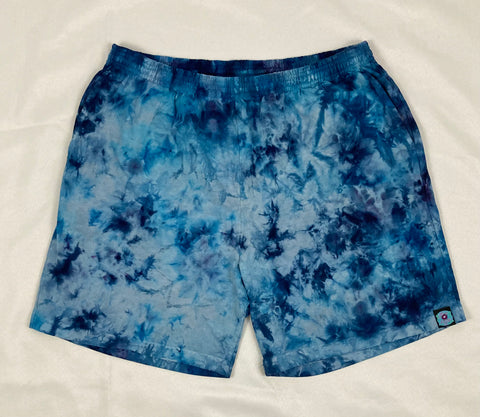 Men’s/Unisex Blue Ice-Dyed Shorts, XL (36)