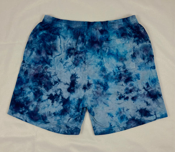 Men’s/Unisex Blue Ice-Dyed Shorts, XL (36)