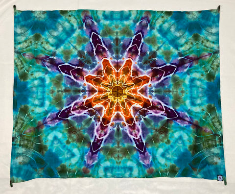 30" x 45" Sea Flower Mandala Ice-dyed Mini Tapestry/Wall Hanging