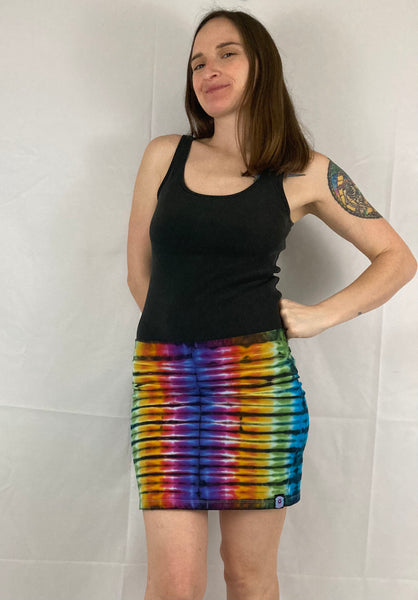 Women's Earthy Rainbow Tie-Dyed Mini Skirt, M/L