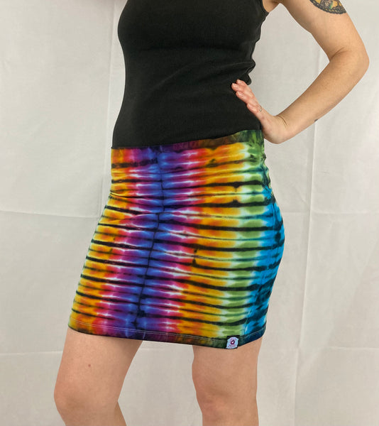 Women's Earthy Rainbow Tie-Dyed Mini Skirt, M/L