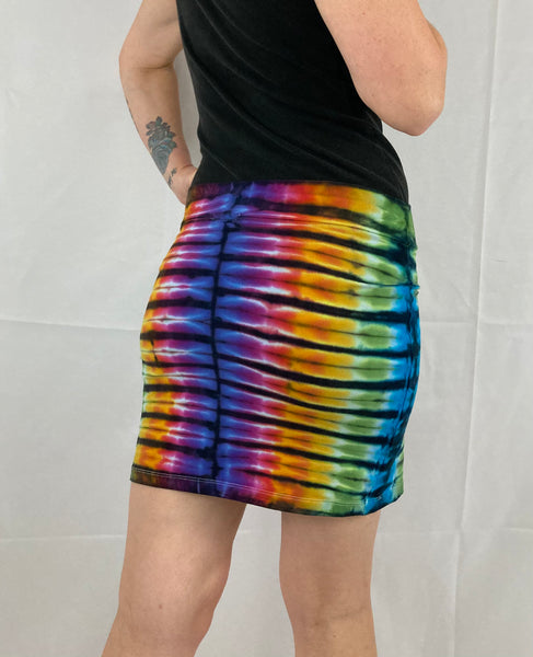 Women's Earthy Rainbow Tie-Dyed Mini Skirt, M/L