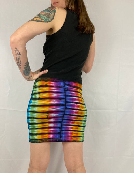Women's Earthy Rainbow Tie-Dyed Mini Skirt, M/L