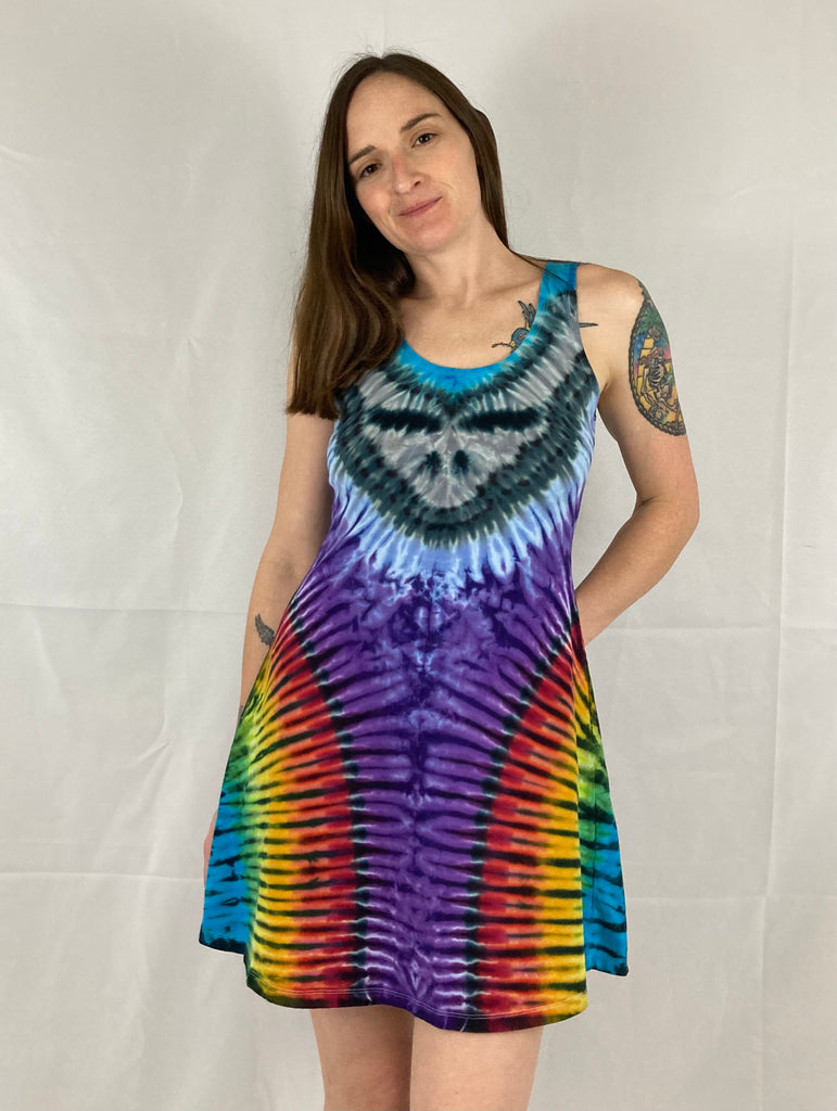 Women's Rainbow/Purple SYF Tie-Dyed A-line Dress, M/L Art by Melrose Women's Rainbow/Purple SYF Tie-Dyed A-line Dress, M/L Art by Melrose