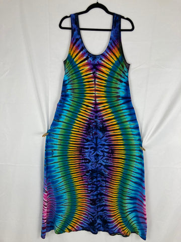 Women’s Rainbow Swirl Tie-Dyed A-line Maxi Dress w/ pockets, XL (*READ DESCRIPTION)