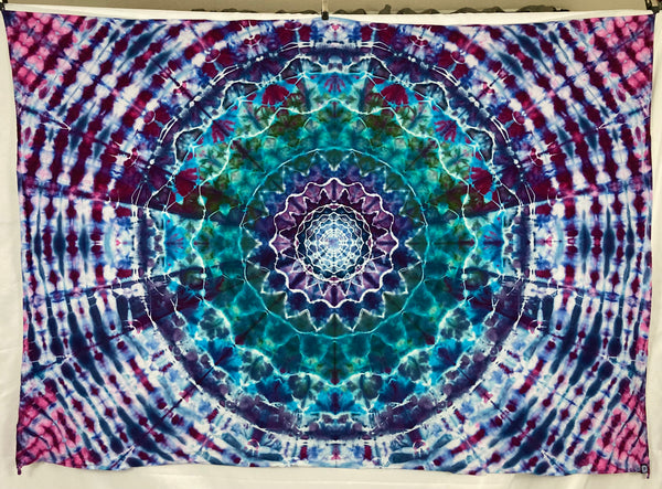 58" x 90" Lilac Dream Mandala Ice-dyed Tapestry/Wall Hanging