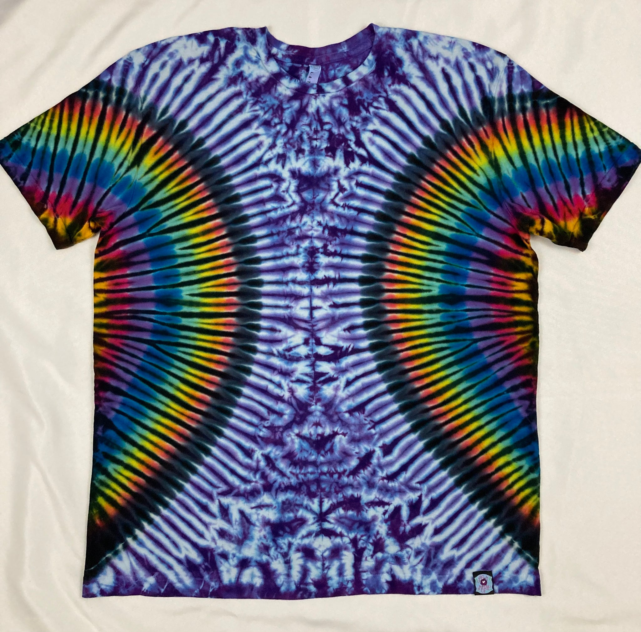 Adult Purple/Black Rainbow Tie-Dyed Tee, L