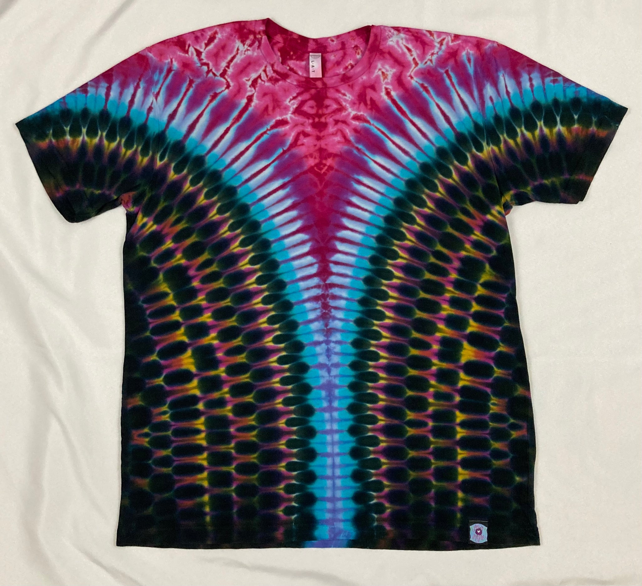 Adult Dark Pink Sunset Tie-Dyed Tee, L
