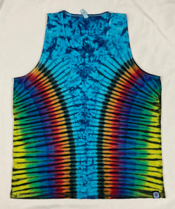 Adult Blue/Rainbow/Black Tie-dyed Tank, M, L & 3X