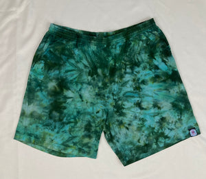 Men’s/Unisex Green Ice-Dyed Shorts, XL (36)