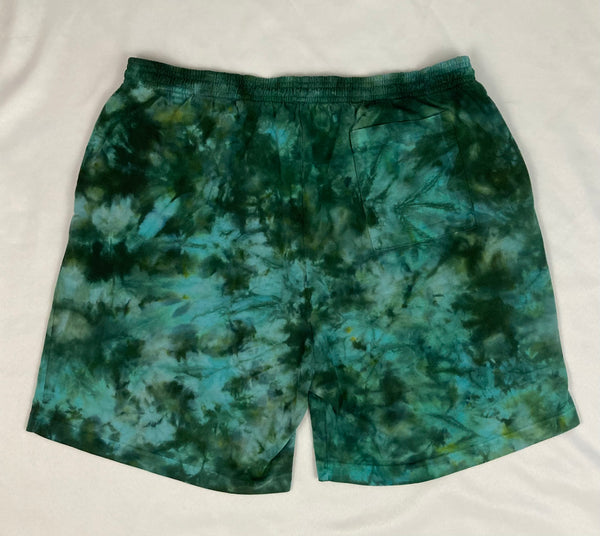 Men’s/Unisex Green Ice-Dyed Shorts, XL (36)