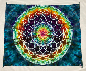 30" x 45" Sea Rainbow Mandala Ice-dyed Mini Tapestry/Wall Hanging