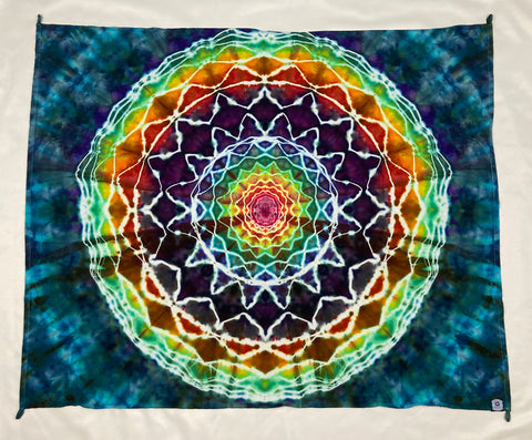 30" x 45" Sea Rainbow Mandala Ice-dyed Mini Tapestry/Wall Hanging