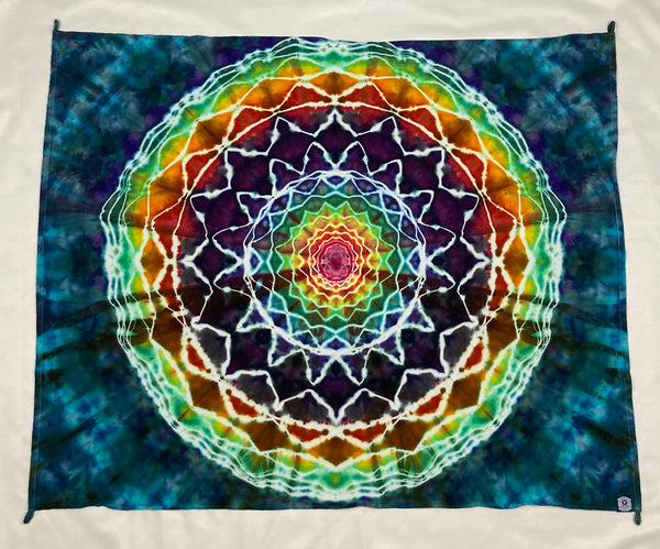 30" x 45" Sea Rainbow Mandala Ice-dyed Mini Tapestry/Wall Hanging