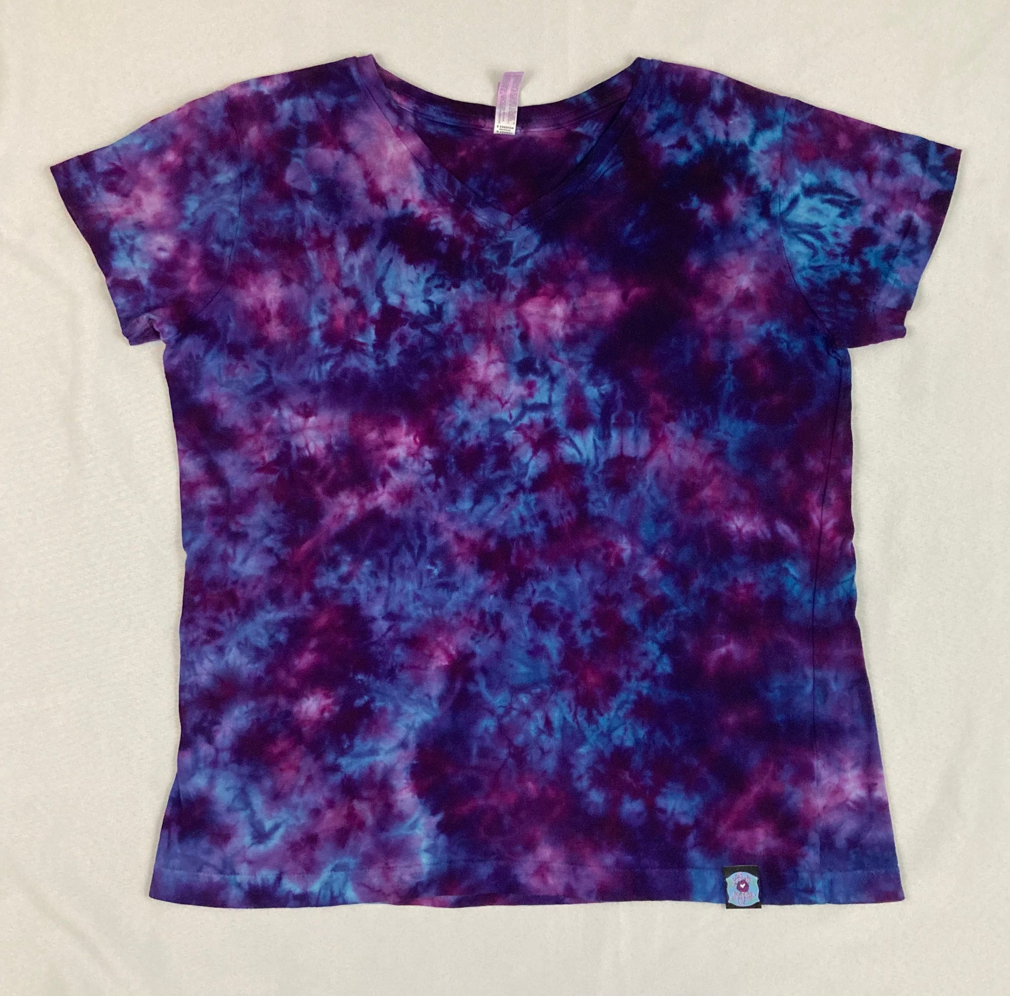 Ladies Purple Crush Ice-dyed V-Neck Tee, XL