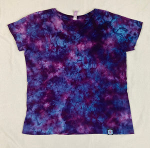 Ladies Purple Crush Ice-dyed V-Neck Tee, XL