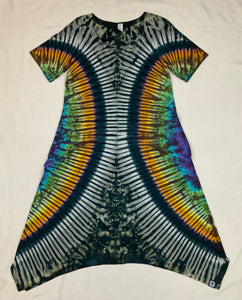 Women’s Gray/Rainbow Tie-dyed Curvy Pocket Dress, L