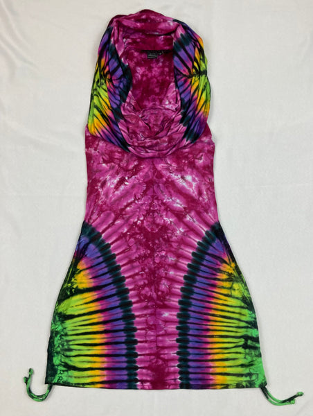 Women's Pink/Rainbow Tie-Dyed Huntress Dress, M