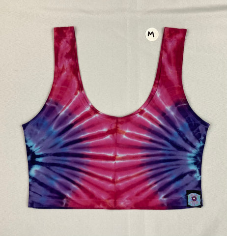 Women's Pink/Purple Tie-Dyed Crop Top, L