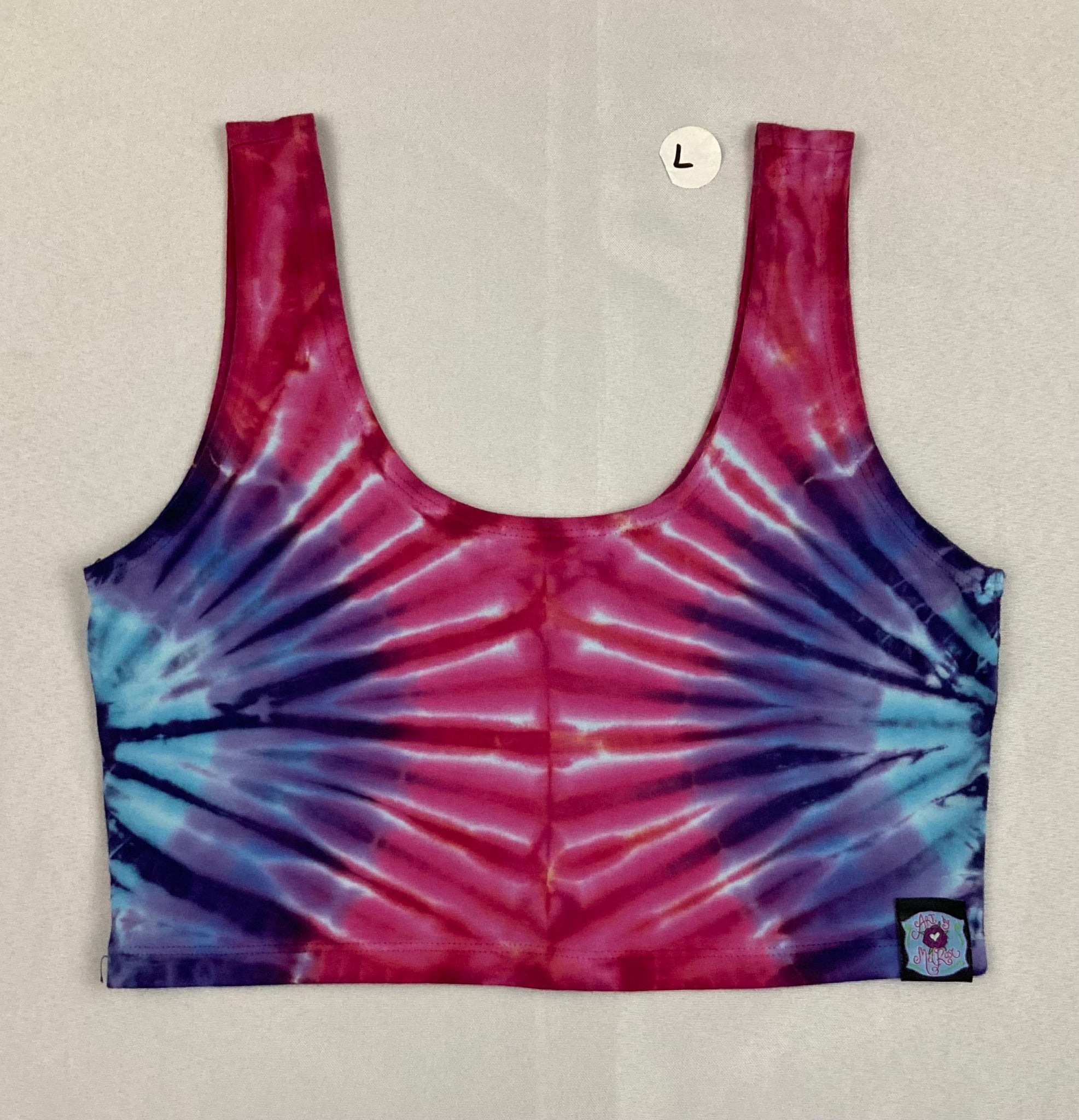 Women's Pink/Purple Tie-Dyed Crop Top, L