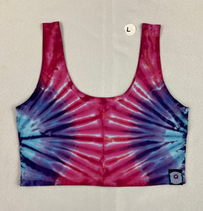 Women's Pink/Purple Tie-Dyed Crop Top, L