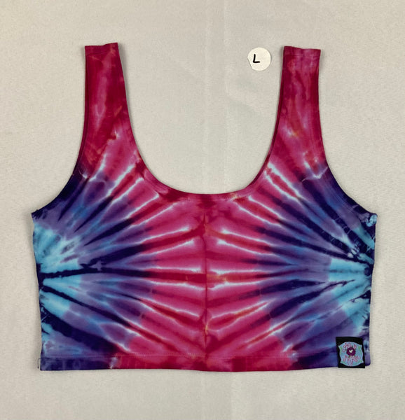 Women's Pink/Purple Tie-Dyed Crop Top, L