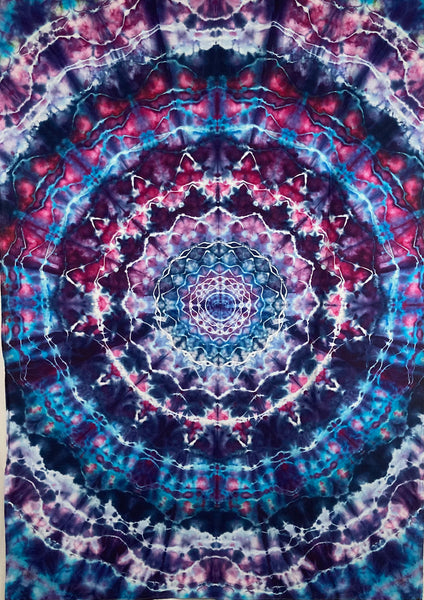 58" x 90" Purple/Blue Mandala Ice-dyed Curtain/Tapestry