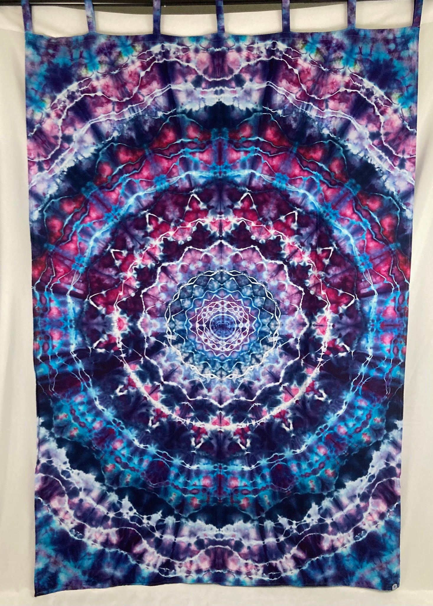 58" x 90" Purple/Blue Mandala Ice-dyed Curtain/Tapestry