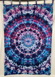 58" x 90" Purple/Blue Mandala Ice-dyed Curtain/Tapestry