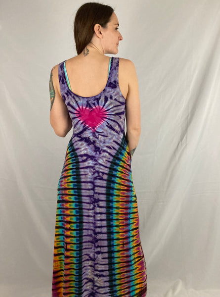 Women’s Earth Rainbow Tie-Dyed A-line Maxi Dress w/ pockets, S/M