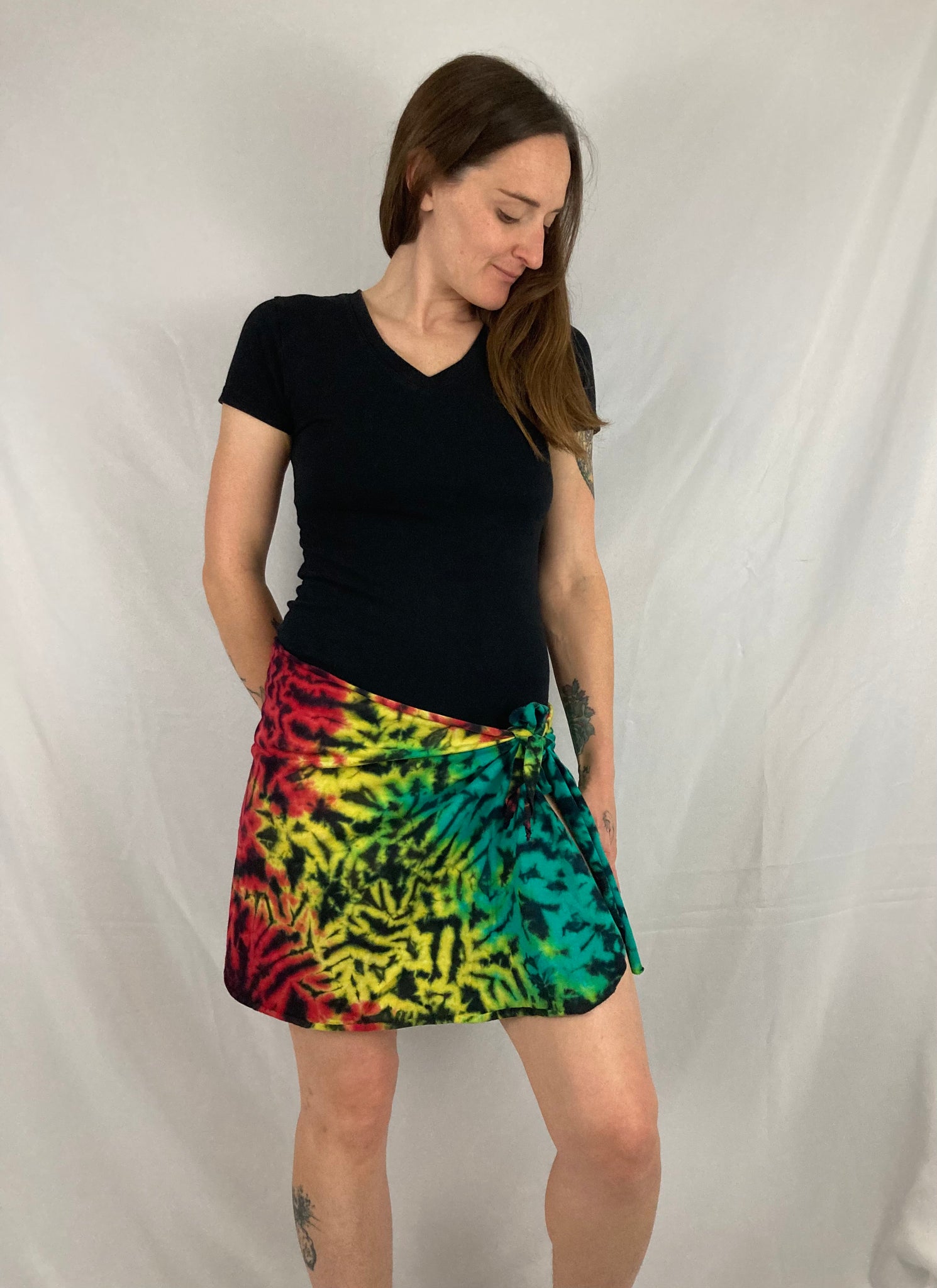 Adult Rasta Tie-dyed Short Beach Sarong, one size