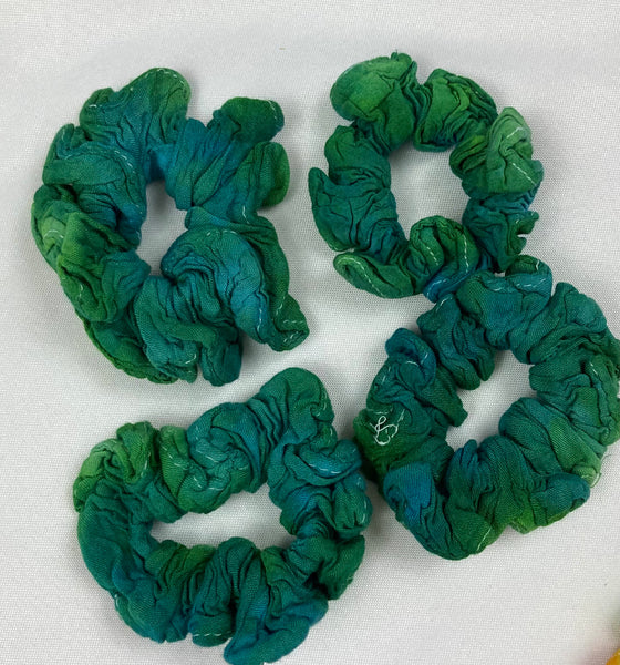 Multi-Colored Rayon Tie-dyed Hair Scrunchies