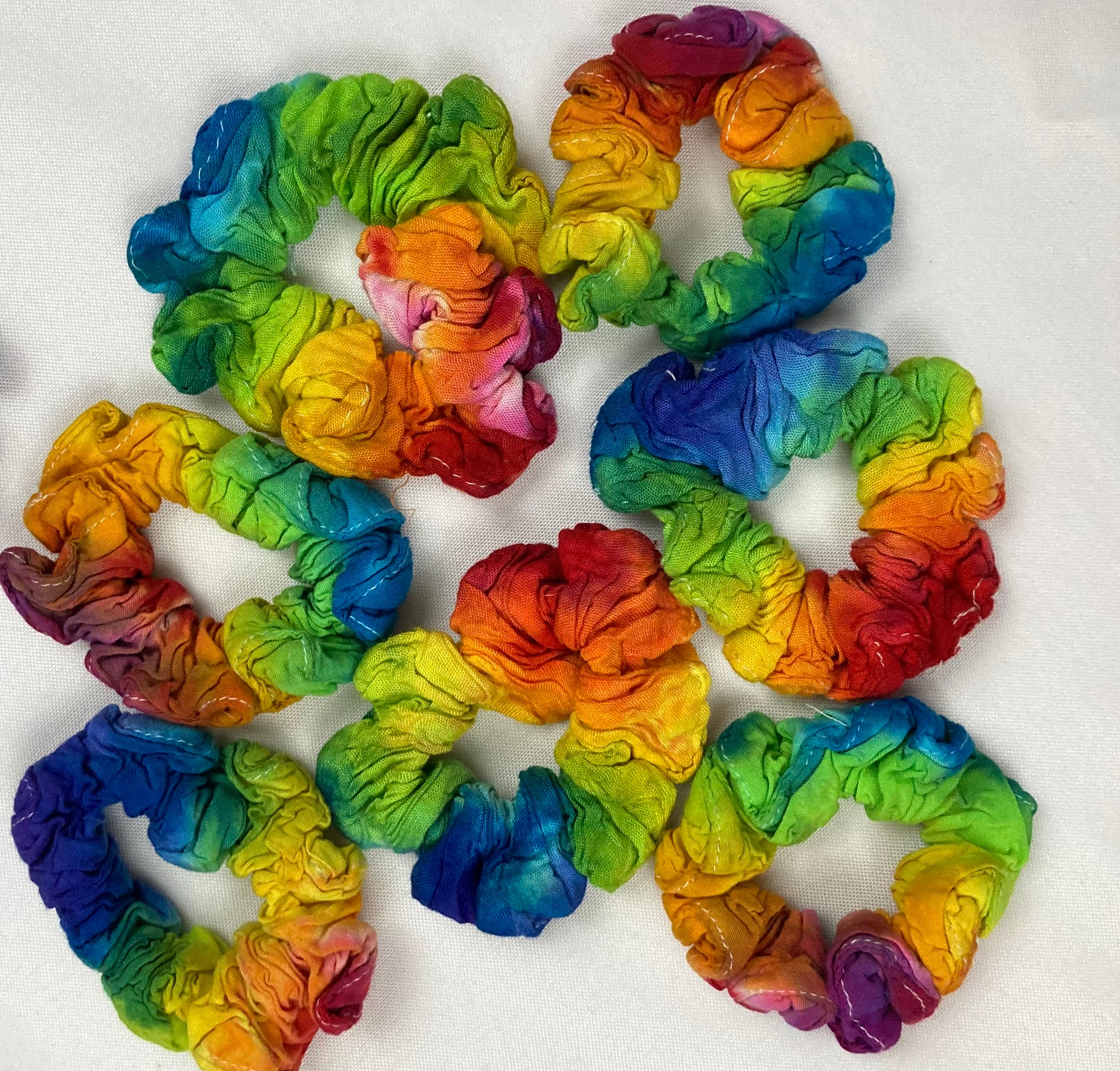 Multi-Colored Rayon Tie-dyed Hair Scrunchies