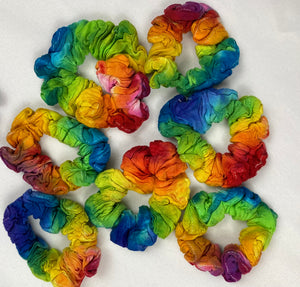 Multi-Colored Rayon Tie-dyed Hair Scrunchies