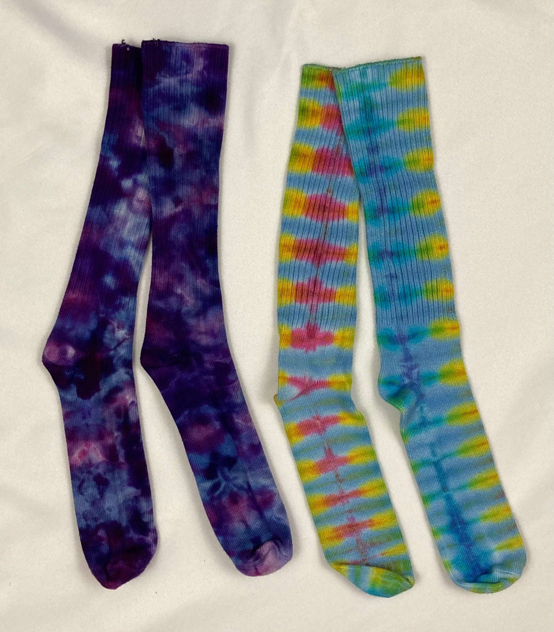 Adult Purple/Pastel Rainbow Tie-Dyed Bamboo Socks, 2-Pack