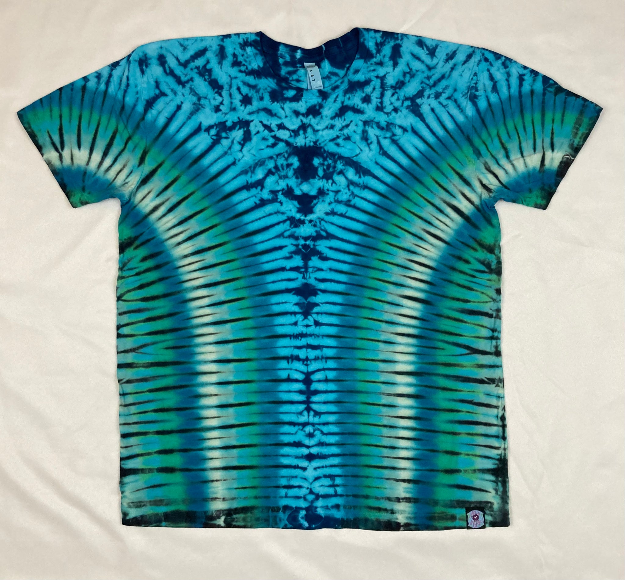 Adult Light Blue/Green Tie-Dyed Tee, L