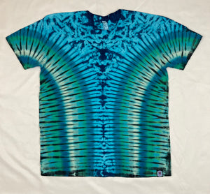Adult Light Blue/Green Tie-Dyed Tee, L